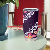 Purple Polynesia Tumbler Cup Plumeria With Hibiscus Pattern Tropical Vibes LT14 - Polynesian Pride