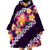 Purple Polynesia Wearable Blanket Hoodie Plumeria With Hibiscus Pattern Tropical Vibes