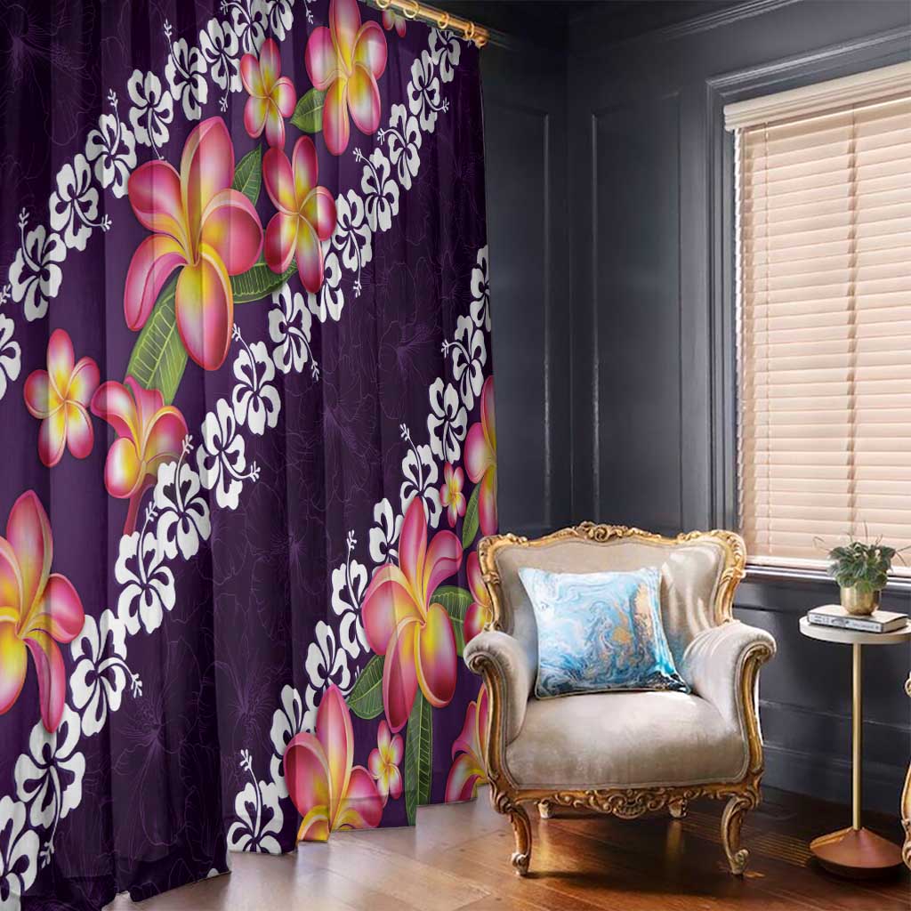 Purple Polynesia Window Curtain Plumeria With Hibiscus Pattern Tropical Vibes LT14 - Polynesian Pride