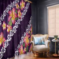 Purple Polynesia Window Curtain Plumeria With Hibiscus Pattern Tropical Vibes LT14 - Polynesian Pride