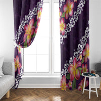Purple Polynesia Window Curtain Plumeria With Hibiscus Pattern Tropical Vibes LT14 - Polynesian Pride