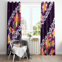 Purple Polynesia Window Curtain Plumeria With Hibiscus Pattern Tropical Vibes LT14 - Polynesian Pride