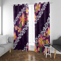 Purple Polynesia Window Curtain Plumeria With Hibiscus Pattern Tropical Vibes LT14 With Grommets Purple - Polynesian Pride