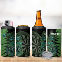 Personalised New Zealand Darts 4 in 1 Can Cooler Tumbler Aotearoa Maori Fern Mix Manaia Tattoo
