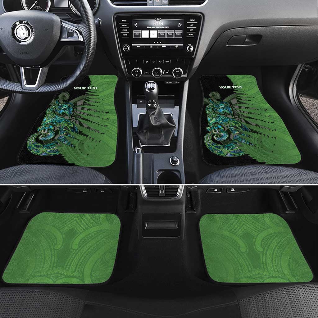 Personalised New Zealand Darts Car Mats Aotearoa Maori Fern Mix Manaia Tattoo LT14 Set 4pcs Green - Polynesian Pride