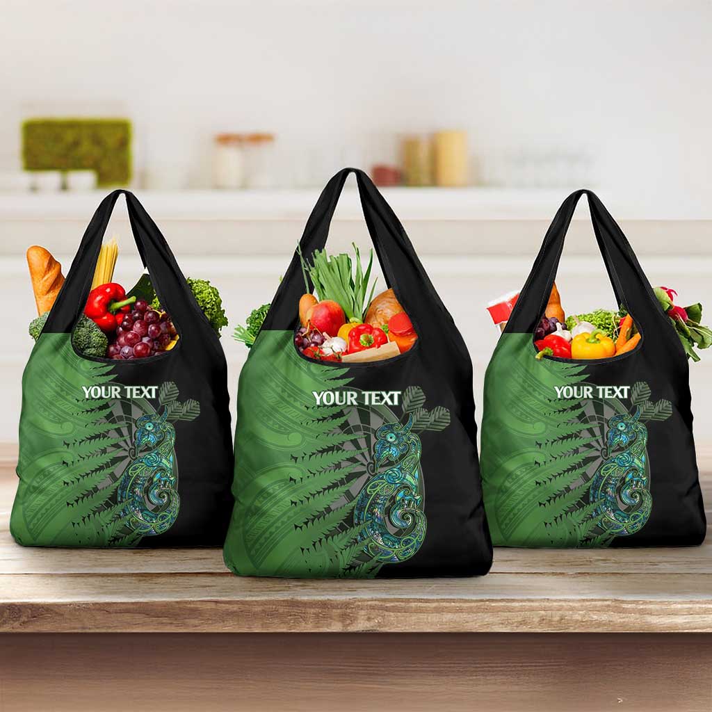 Personalised New Zealand Darts Grocery Bag Aotearoa Maori Fern Mix Manaia Tattoo