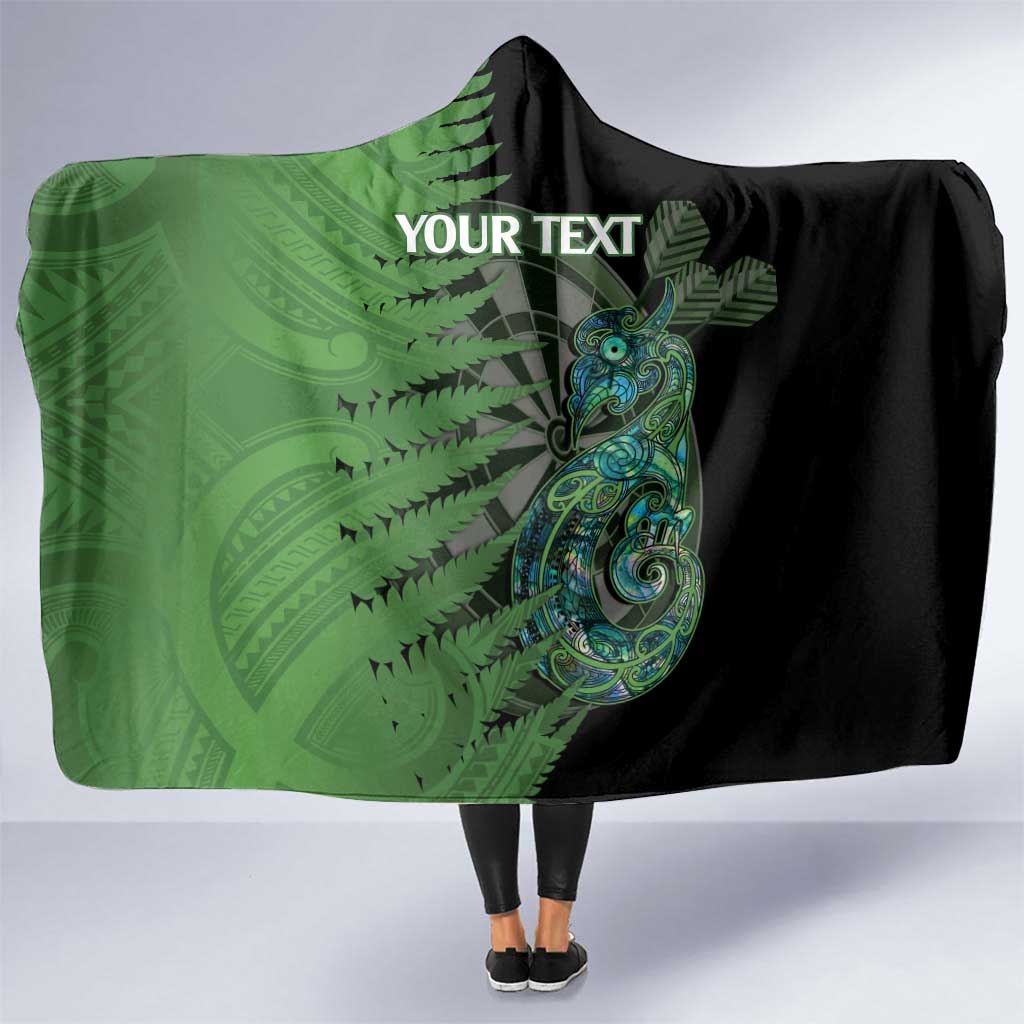 Personalised New Zealand Darts Hooded Blanket Aotearoa Maori Fern Mix Manaia Tattoo