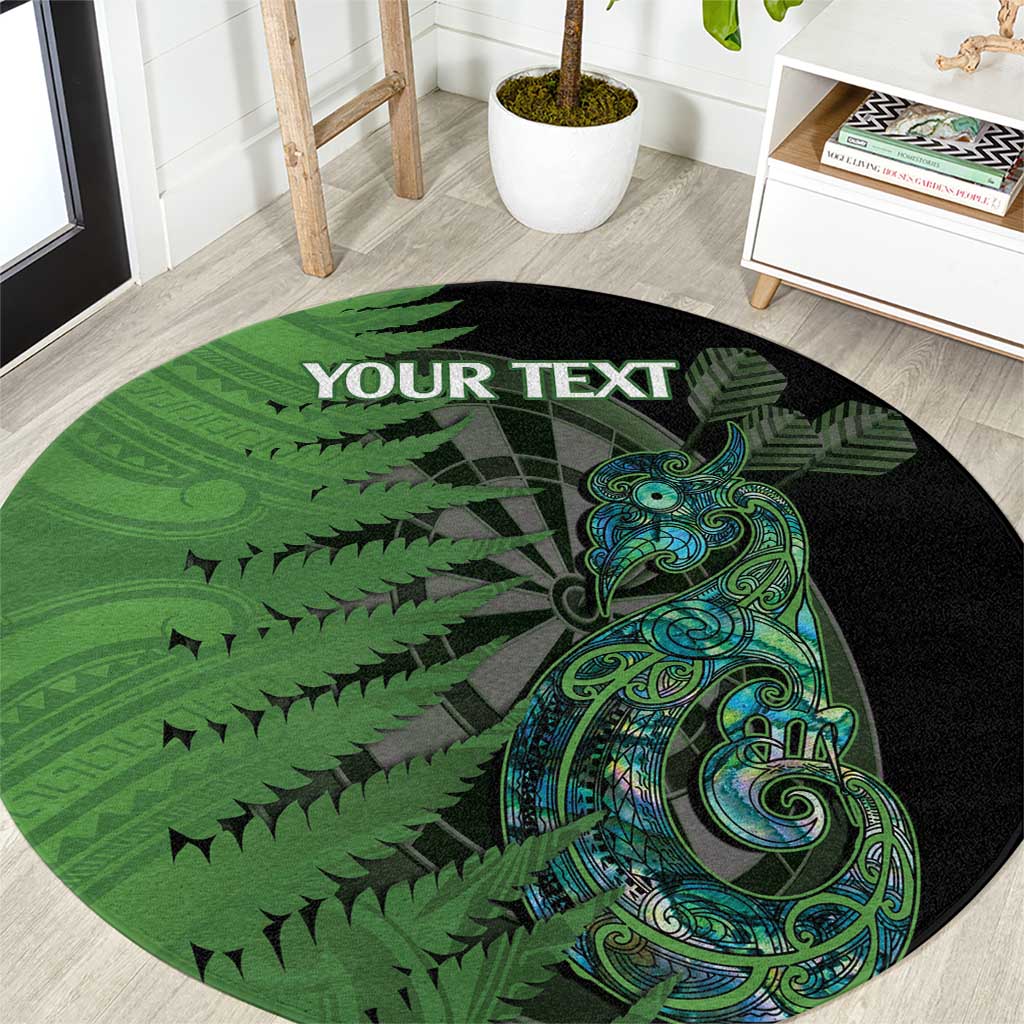 Personalised New Zealand Darts Round Carpet Aotearoa Maori Fern Mix Manaia Tattoo