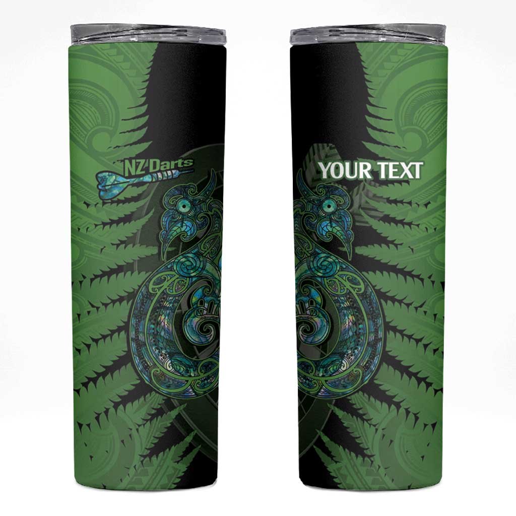 Personalised New Zealand Darts Skinny Tumbler Aotearoa Maori Fern Mix Manaia Tattoo