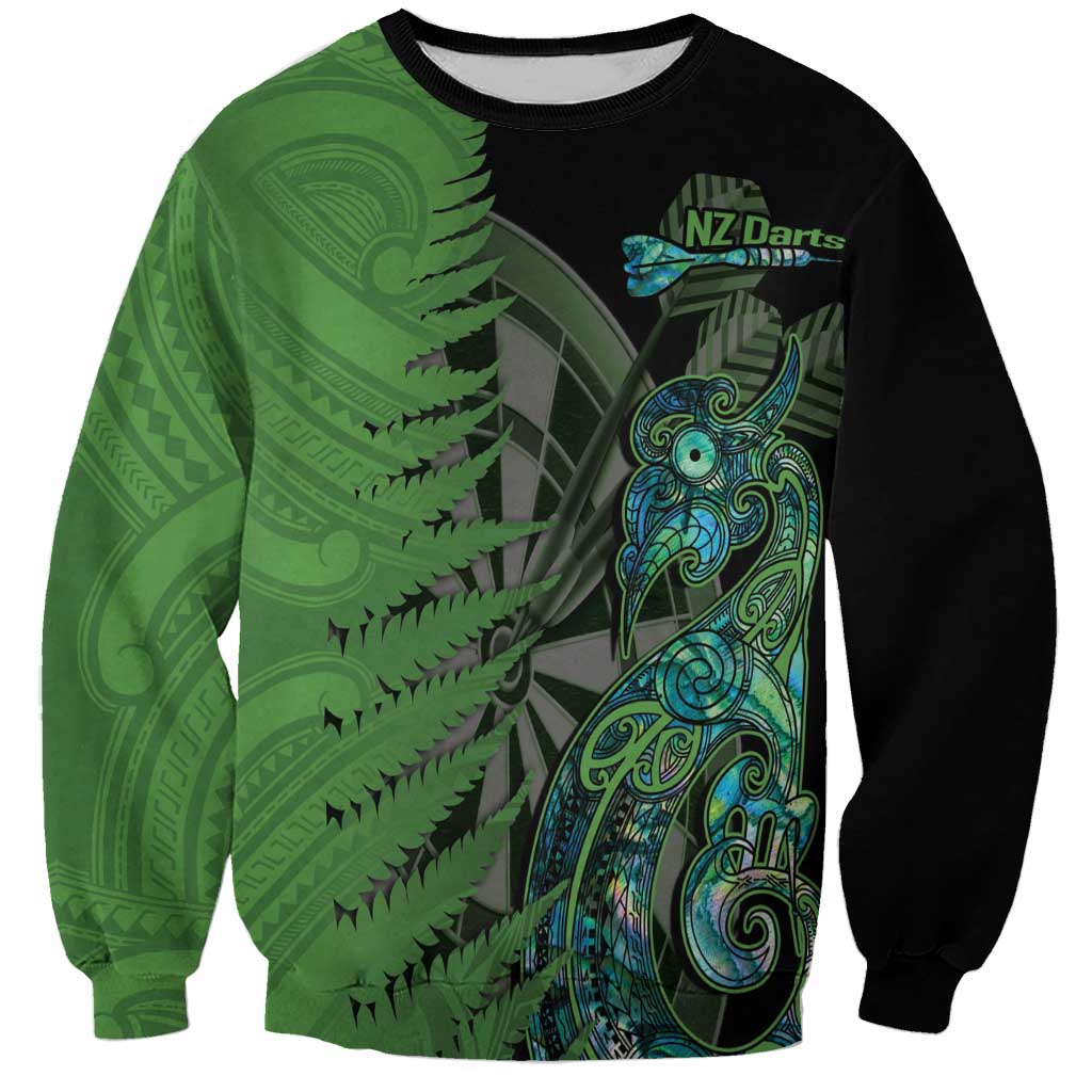 Personalised New Zealand Darts Sweatshirt Aotearoa Maori Fern Mix Manaia Tattoo