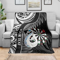 Personalised New Zealand Darts Blanket Aotearoa Fern Mix Paua Shell Manaia - Black LT14 - Polynesian Pride