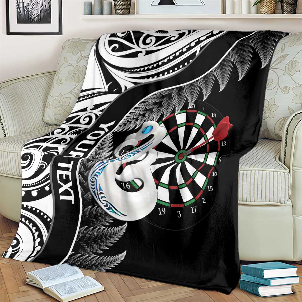 Personalised New Zealand Darts Blanket Aotearoa Fern Mix Paua Shell Manaia - Black LT14 - Polynesian Pride
