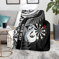 Personalised New Zealand Darts Blanket Aotearoa Fern Mix Paua Shell Manaia - Black LT14 - Polynesian Pride