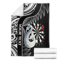 Personalised New Zealand Darts Blanket Aotearoa Fern Mix Paua Shell Manaia - Black LT14 - Polynesian Pride