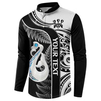 Personalised New Zealand Darts Button Sweatshirt Aotearoa Fern Mix Paua Shell Manaia - Black LT14 - Polynesian Pride