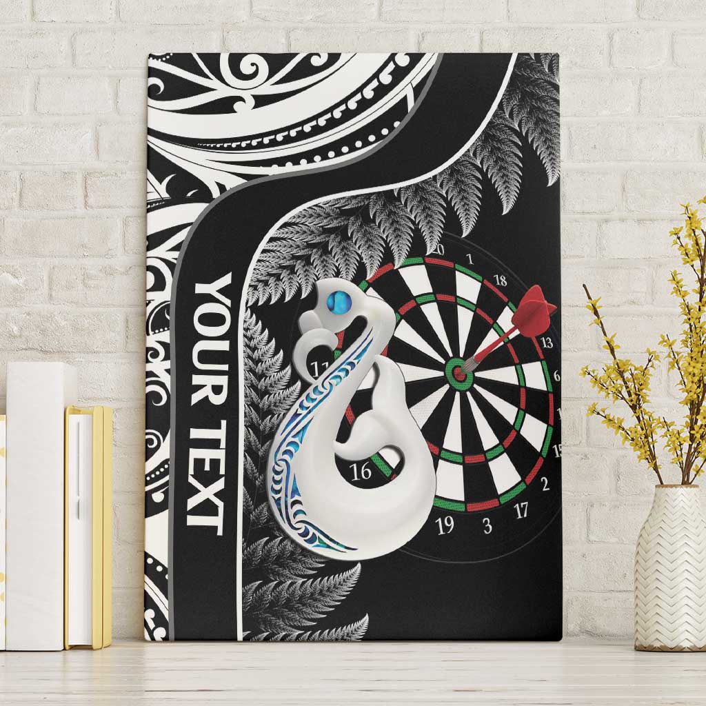 Personalised New Zealand Darts Canvas Wall Art Aotearoa Fern Mix Paua Shell Manaia - Black LT14 Without Frame Black - Polynesian Pride