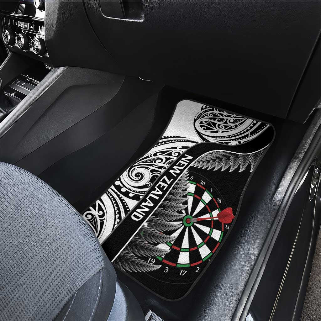 Personalised New Zealand Darts Car Mats Aotearoa Fern Mix Paua Shell Manaia - Black LT14 - Polynesian Pride