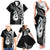 Personalised New Zealand Darts Family Matching Tank Maxi Dress and Hawaiian Shirt Aotearoa Fern Mix Paua Shell Manaia - Black