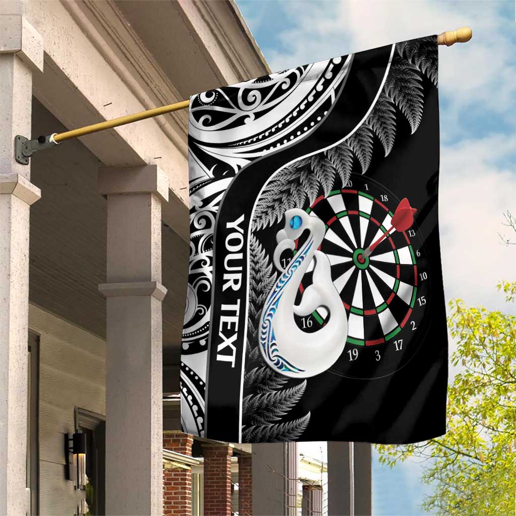 Personalised New Zealand Darts Garden Flag Aotearoa Fern Mix Paua Shell Manaia - Black LT14 House Flag Black - Polynesian Pride