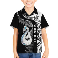 Personalised New Zealand Darts Hawaiian Shirt Aotearoa Fern Mix Paua Shell Manaia - Black LT14 - Polynesian Pride