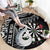 Personalised New Zealand Darts Round Carpet Aotearoa Fern Mix Paua Shell Manaia - Black