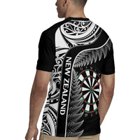 Personalised New Zealand Darts Rugby Jersey Aotearoa Fern Mix Paua Shell Manaia - Black