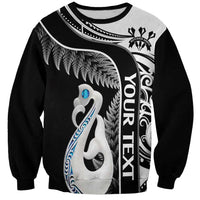 Personalised New Zealand Darts Sweatshirt Aotearoa Fern Mix Paua Shell Manaia - Black LT14 Unisex Black - Polynesian Pride