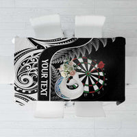 Personalised New Zealand Darts Tablecloth Aotearoa Fern Mix Paua Shell Manaia - Black LT14 Black - Polynesian Pride