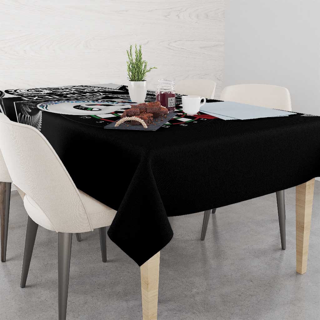 Personalised New Zealand Darts Tablecloth Aotearoa Fern Mix Paua Shell Manaia - Black LT14 - Polynesian Pride