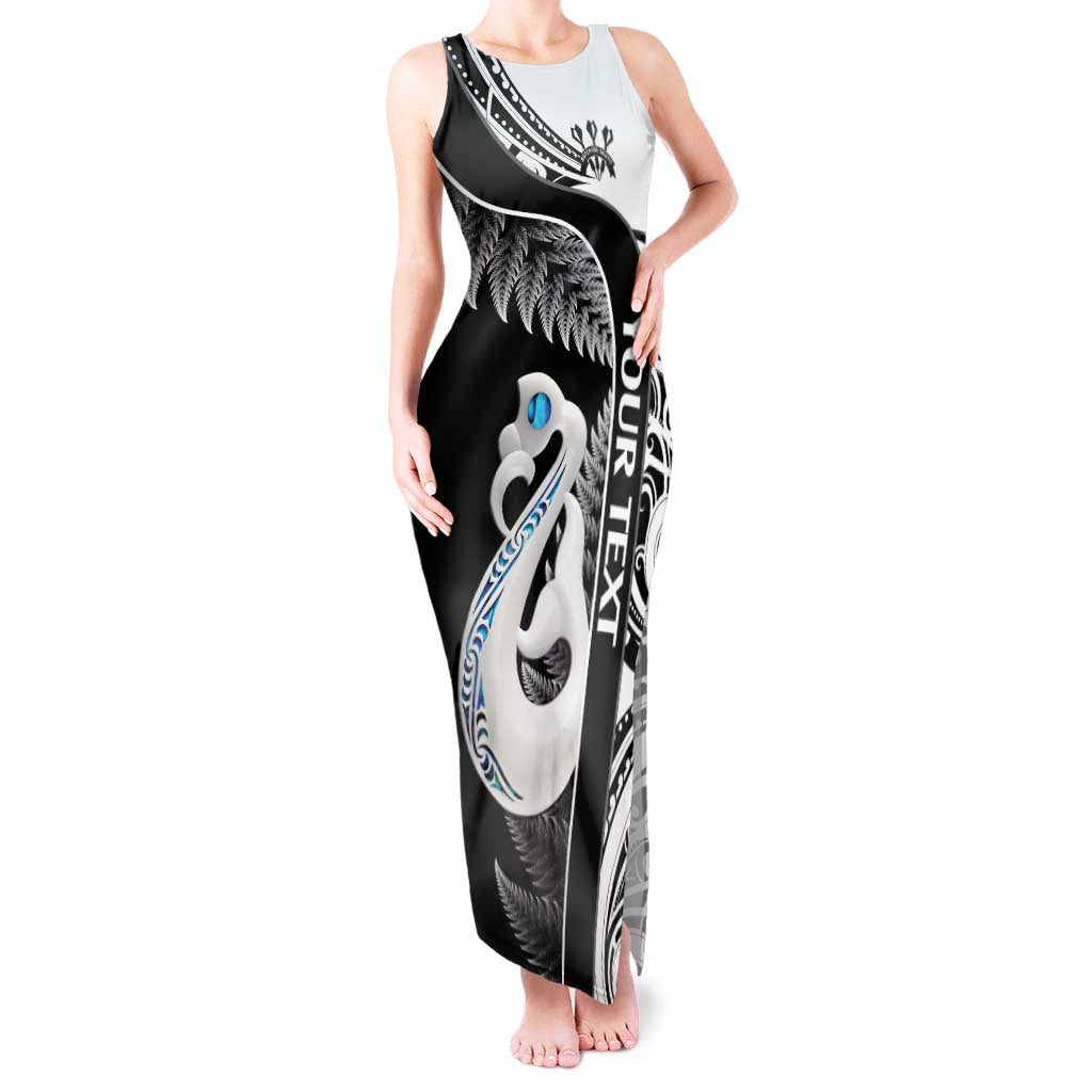Personalised New Zealand Darts Tank Maxi Dress Aotearoa Fern Mix Paua Shell Manaia - Black LT14 Women Black - Polynesian Pride