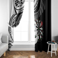 Personalised New Zealand Darts Window Curtain Aotearoa Fern Mix Paua Shell Manaia - Black LT14 - Polynesian Pride