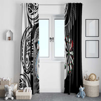 Personalised New Zealand Darts Window Curtain Aotearoa Fern Mix Paua Shell Manaia - Black LT14 - Polynesian Pride