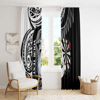 Personalised New Zealand Darts Window Curtain Aotearoa Fern Mix Paua Shell Manaia - Black LT14 - Polynesian Pride