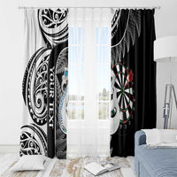 Personalised New Zealand Darts Window Curtain Aotearoa Fern Mix Paua Shell Manaia - Black LT14 - Polynesian Pride