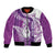 Personalised New Zealand Darts Bomber Jacket Aotearoa Fern Mix Paua Shell Manaia - Purple