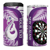 Personalised New Zealand Darts 4 in 1 Can Cooler Tumbler Aotearoa Fern Mix Paua Shell Manaia - Purple