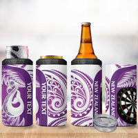 Personalised New Zealand Darts 4 in 1 Can Cooler Tumbler Aotearoa Fern Mix Paua Shell Manaia - Purple