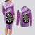 Personalised New Zealand Darts Couples Matching Long Sleeve Bodycon Dress and Long Sleeve Button Shirt Aotearoa Fern Mix Paua Shell Manaia - Purple