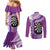 Personalised New Zealand Darts Couples Matching Mermaid Dress and Long Sleeve Button Shirt Aotearoa Fern Mix Paua Shell Manaia - Purple