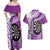 Personalised New Zealand Darts Couples Matching Off Shoulder Maxi Dress and Hawaiian Shirt Aotearoa Fern Mix Paua Shell Manaia - Purple