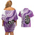 Personalised New Zealand Darts Couples Matching Off Shoulder Short Dress and Hawaiian Shirt Aotearoa Fern Mix Paua Shell Manaia - Purple