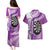 Personalised New Zealand Darts Couples Matching Puletasi and Hawaiian Shirt Aotearoa Fern Mix Paua Shell Manaia - Purple