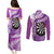 Personalised New Zealand Darts Couples Matching Puletasi and Long Sleeve Button Shirt Aotearoa Fern Mix Paua Shell Manaia - Purple