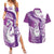 Personalised New Zealand Darts Couples Matching Summer Maxi Dress and Hawaiian Shirt Aotearoa Fern Mix Paua Shell Manaia - Purple