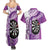 Personalised New Zealand Darts Couples Matching Summer Maxi Dress and Hawaiian Shirt Aotearoa Fern Mix Paua Shell Manaia - Purple