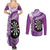 Personalised New Zealand Darts Couples Matching Summer Maxi Dress and Long Sleeve Button Shirt Aotearoa Fern Mix Paua Shell Manaia - Purple