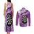 Personalised New Zealand Darts Couples Matching Tank Maxi Dress and Long Sleeve Button Shirt Aotearoa Fern Mix Paua Shell Manaia - Purple