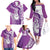 Personalised New Zealand Darts Family Matching Off The Shoulder Long Sleeve Dress and Hawaiian Shirt Aotearoa Fern Mix Paua Shell Manaia - Purple