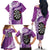 Personalised New Zealand Darts Family Matching Off The Shoulder Long Sleeve Dress and Hawaiian Shirt Aotearoa Fern Mix Paua Shell Manaia - Purple