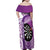 Personalised New Zealand Darts Family Matching Off Shoulder Maxi Dress and Hawaiian Shirt Aotearoa Fern Mix Paua Shell Manaia - Purple